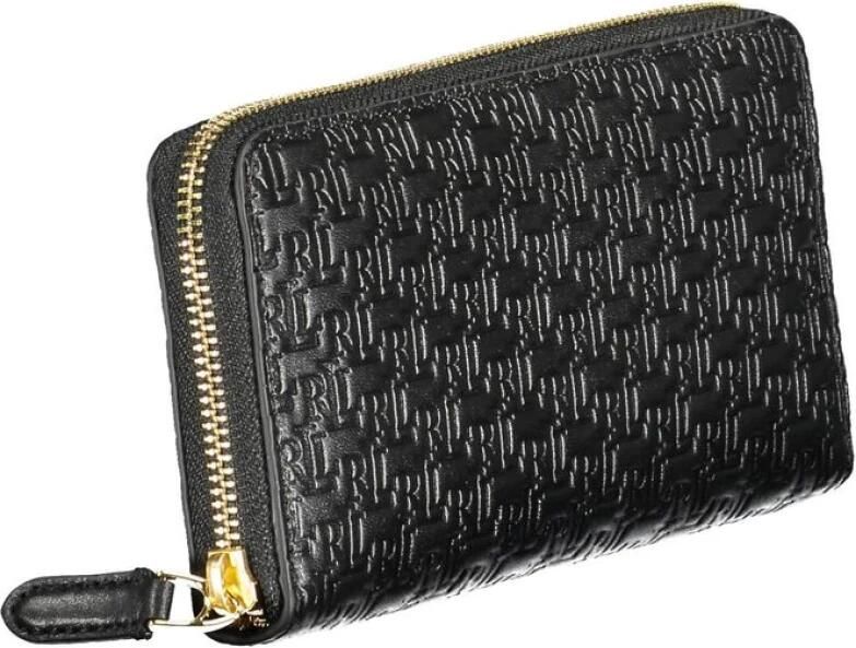 Ralph Lauren Zwarte leren portemonnee met rits Black Dames