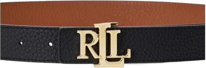 Ralph Lauren Omkeerbare Bruin & Zwart Riem met Gouden Logo Black Dames - Foto 3
