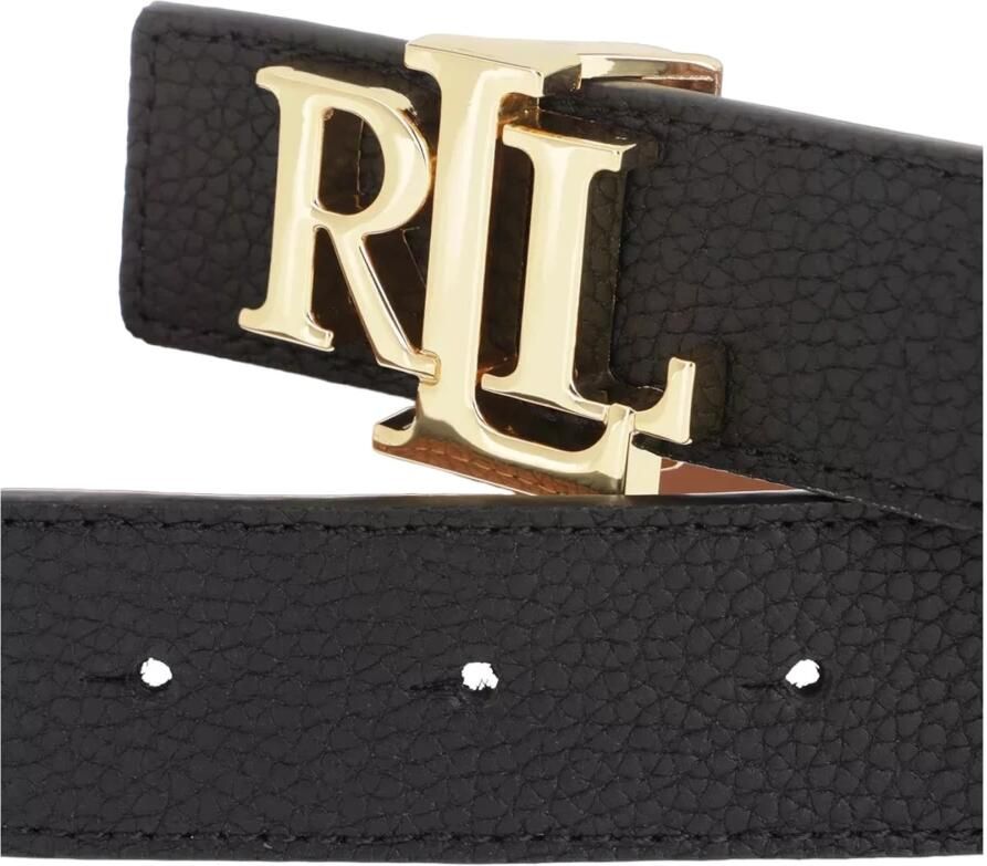 Ralph Lauren Omkeerbare Bruin & Zwart Riem met Gouden Logo Black Dames