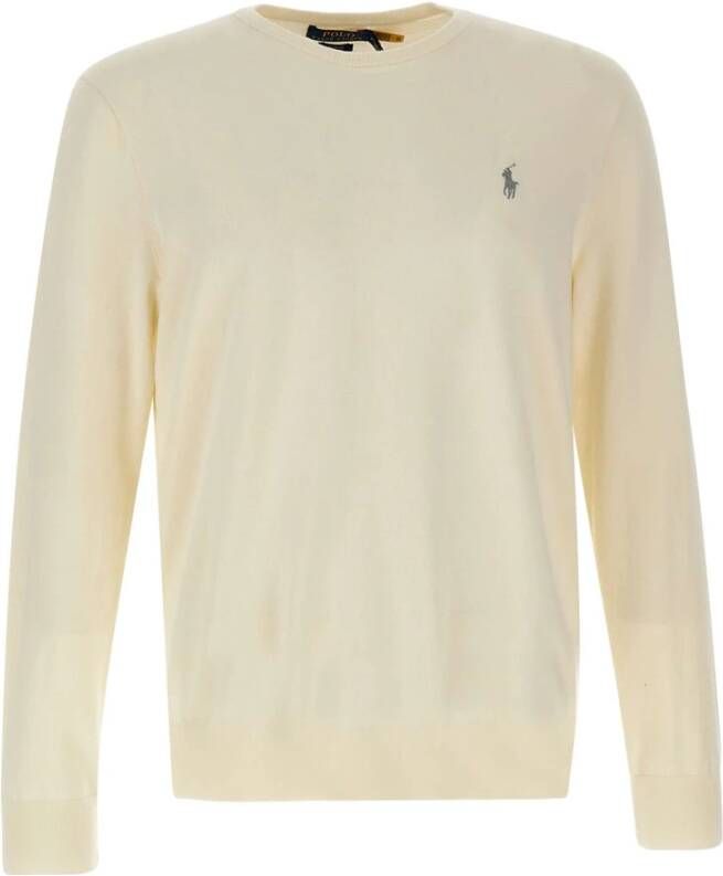Ralph Lauren Witte Katoenen Ronde-hals Gebreide Trui White Heren