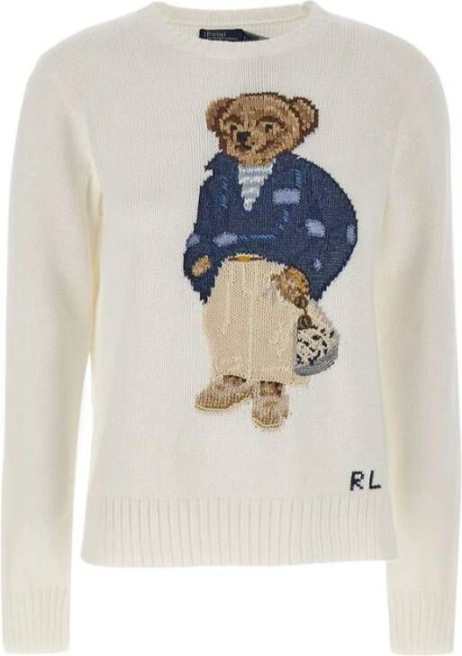 Polo Ralph Lauren Katoenen trui met Polo Bear Motief White Dames