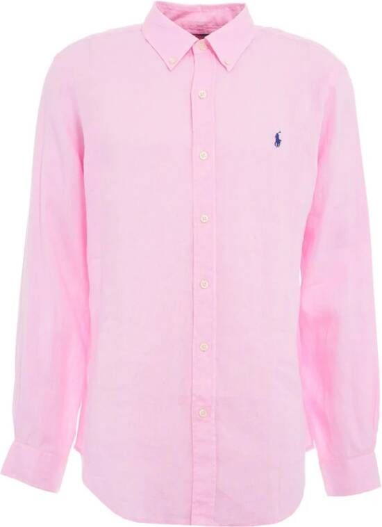 Ralph Lauren Stijlvolle Linnen Casual Overhemd voor Heren Pink Heren