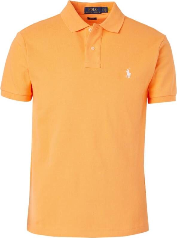 Ralph Lauren Slim Fit Poloshirt met geborduurd logo Orange Heren