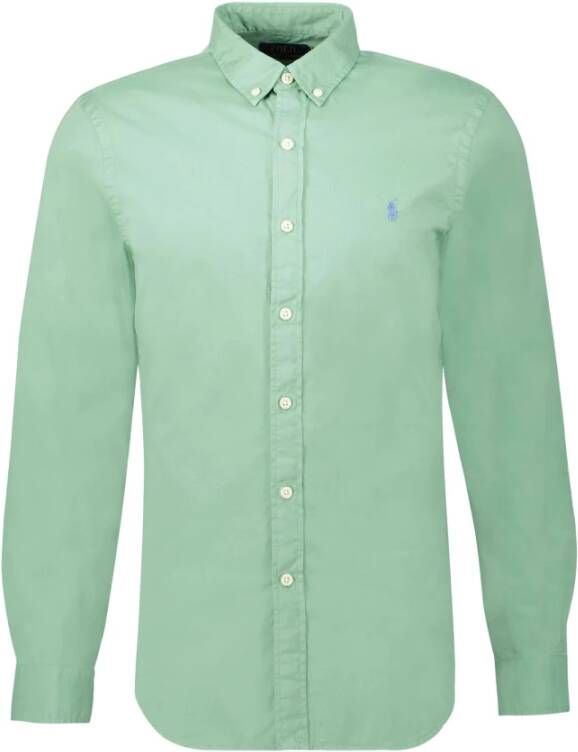 Polo Ralph Lauren Linnen Shirt met Logo Borduurwerk Green Heren - Foto 5