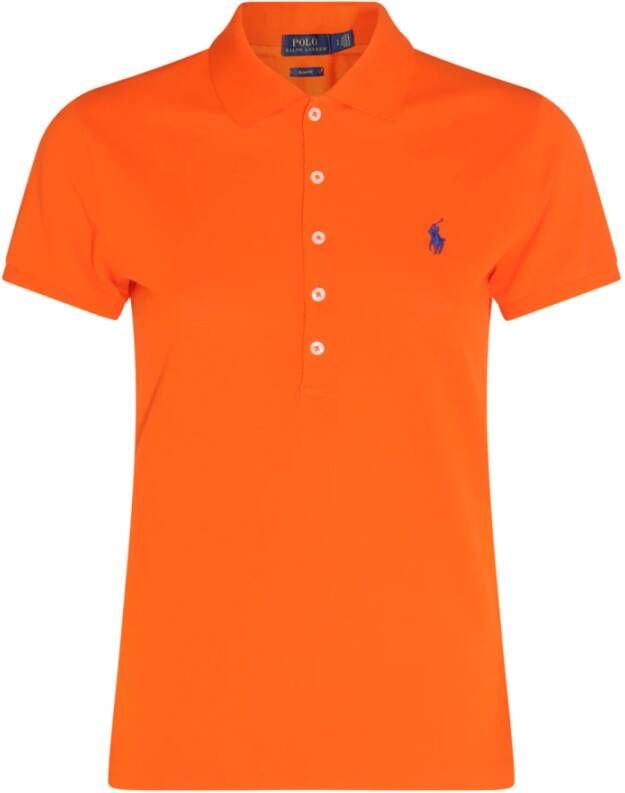 Ralph Lauren Slim Fit Sailing Orange Polo Shirt Oranje Dames