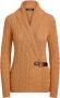 Ralph Lauren Klassieke Katoenen Dames Trui met Eco Leren Gesp Beige Dames - Thumbnail 1