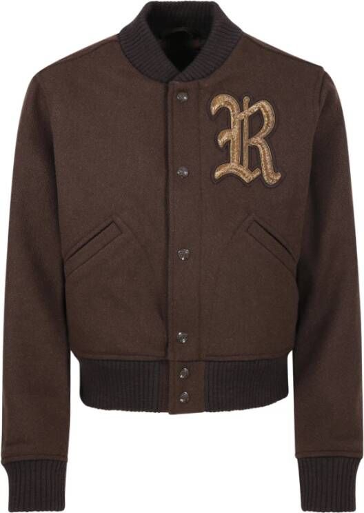 Ralph Lauren Stijlvolle Leren Bomberjack Bruin Dames