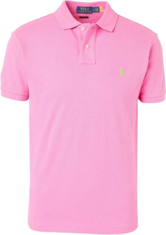 Ralph Lauren Slim Fit Poloshirt met geborduurd logo Pink Heren