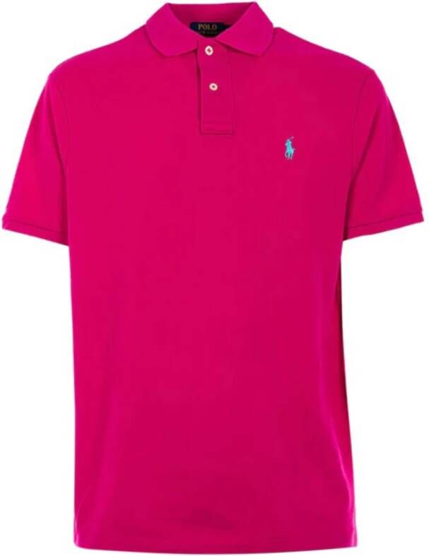 Ralph Lauren Aruba Pink Mesh Gebreide Polo Shirt Pink Heren