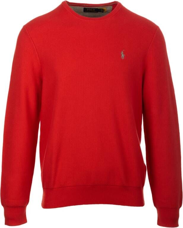 Ralph Lauren Stijlvolle Ronde Hals Gebreide Trui Rood Heren
