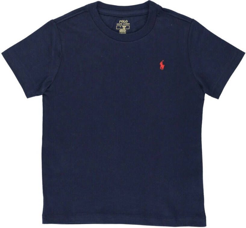 Ralph Lauren Navy Katoenen Jersey Basis T-shirt voor Blue