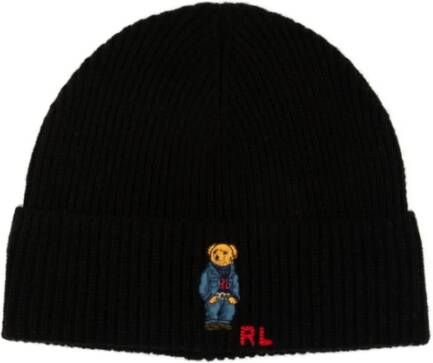 Ralph Lauren Teddy Bear Beanie Heren Stijl Zwart Heren