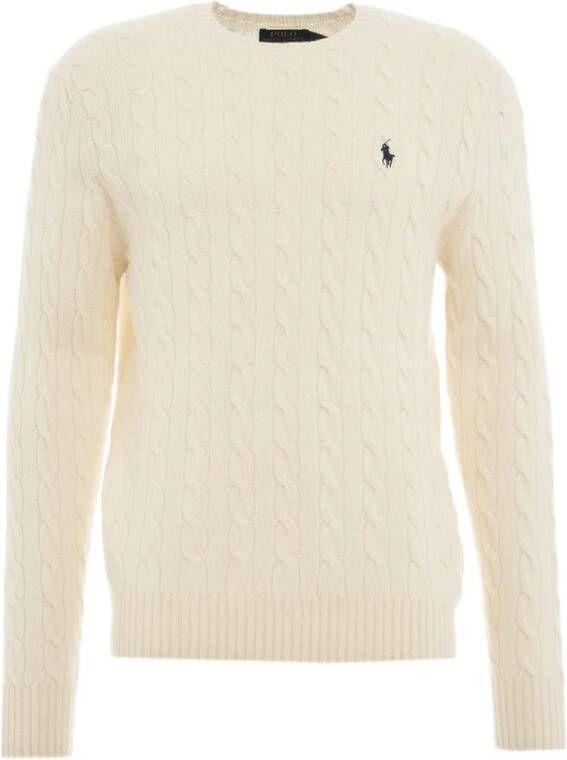 Polo Ralph Lauren Witte Cable-Knit Sweater met Logo Borduursel White