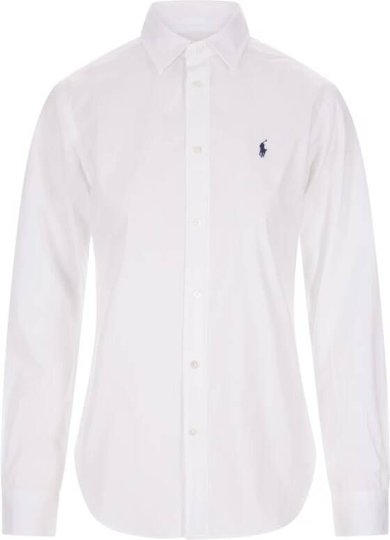 Ralph Lauren Witte Katoenen Overhemd met Puntige Kraag en Iconisch Pony Borduurwerk White Dames