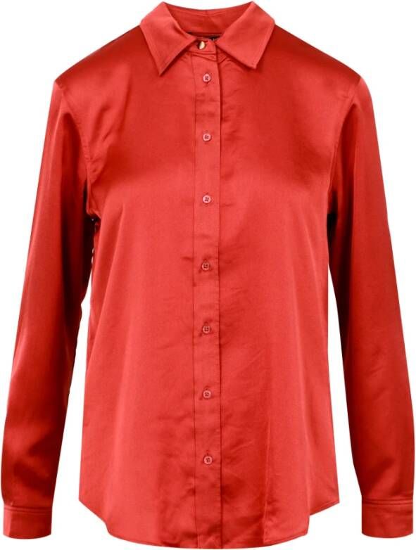 Ralph Lauren Zijden Casual Overhemden met Klassieke Kraag Rood Dames