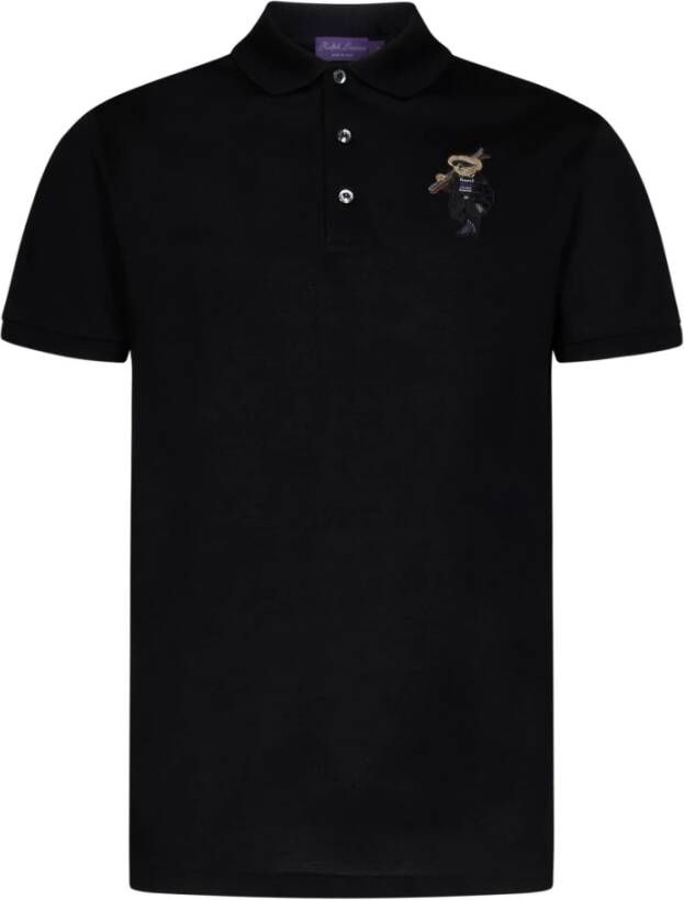 Ralph Lauren Zwart Katoenen Poloshirt met Polo Bear Patch Zwart Heren