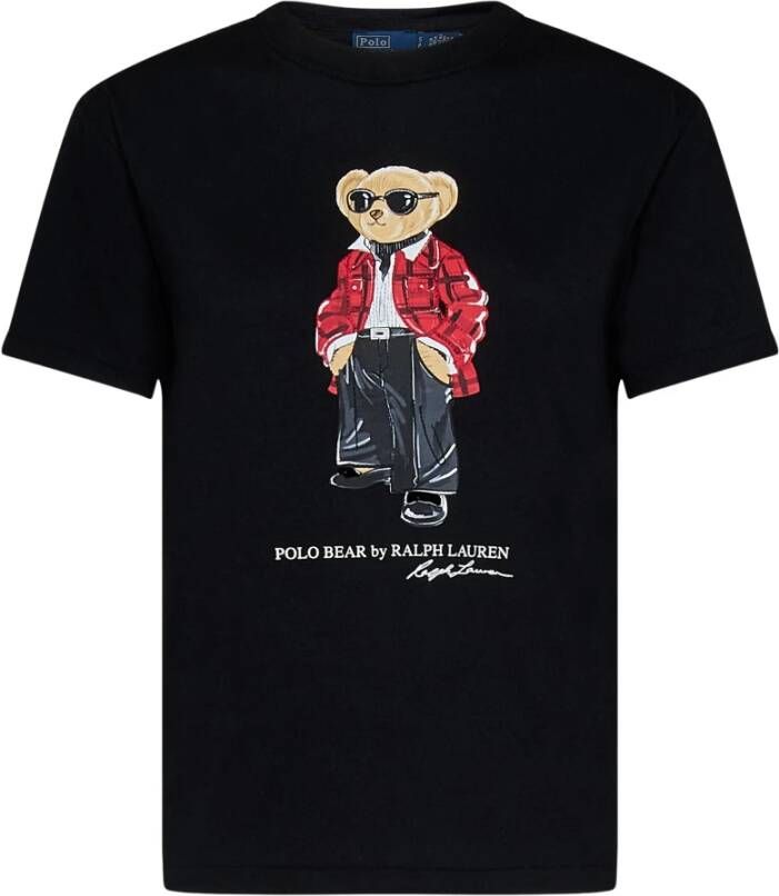 Polo Ralph Lauren Zwarte T-shirts en Polos met Bear Logo Zwart Dames