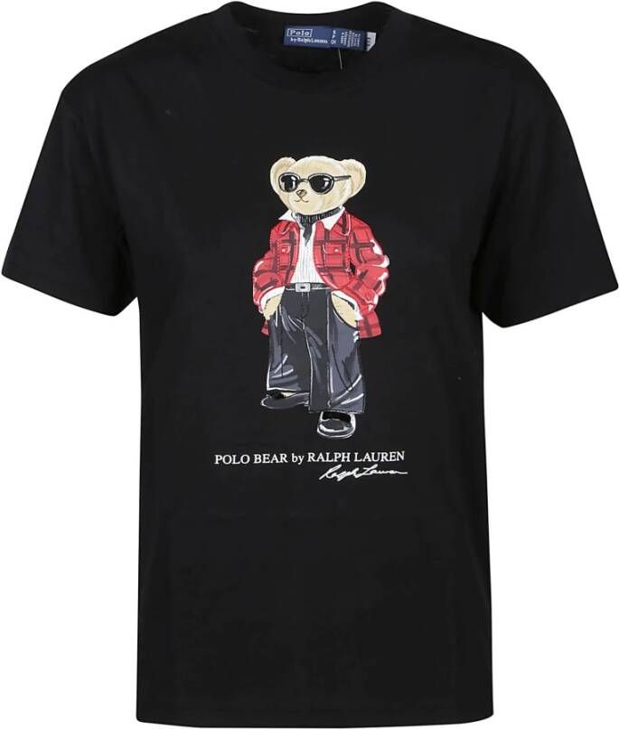Ralph Lauren Zwarte Beer Polo T-Shirt Zwart Dames