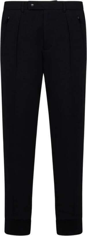 Ralph Lauren Zwarte wollen broek met ribgebreide pijpen Black Heren