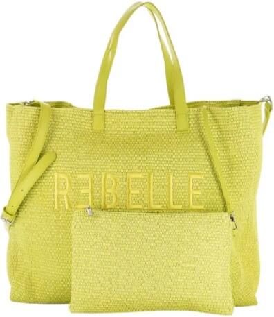 Rebelle Stro Handtas met Leren Handvatten Yellow Dames - Foto 5