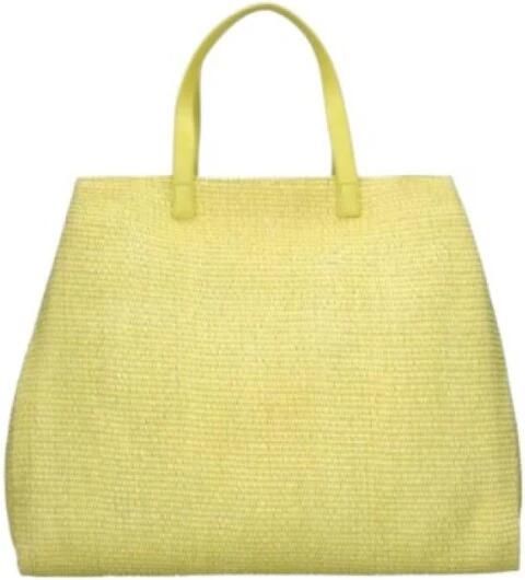 Rebelle Stro Handtas met Leren Handvatten Yellow Dames - Foto 2