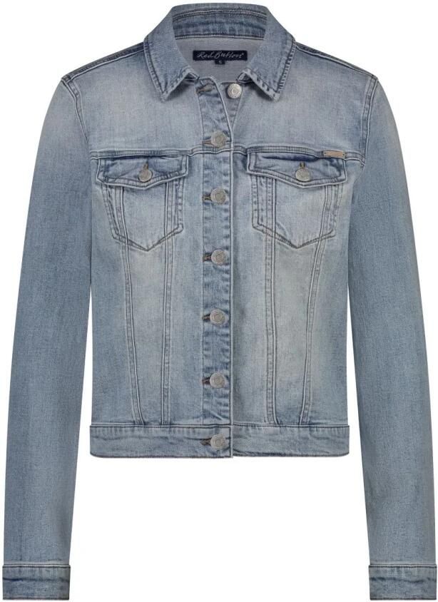 Red Button Bleach Denim Jack Blue Dames
