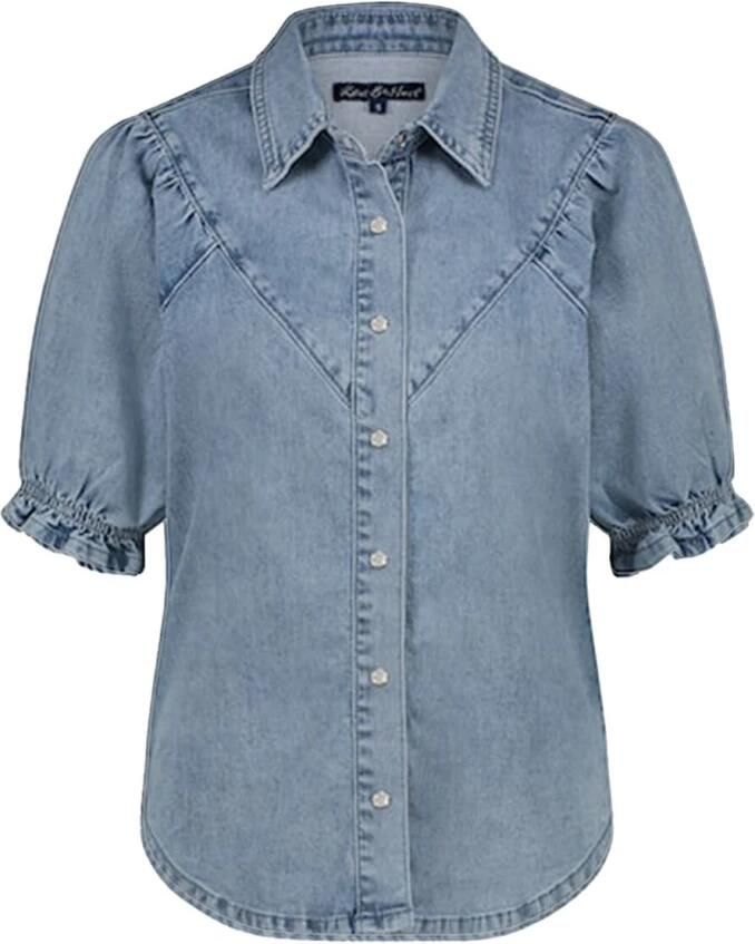Red Button Victoria Blouse Lange Mouw Licht Steen Blue Dames
