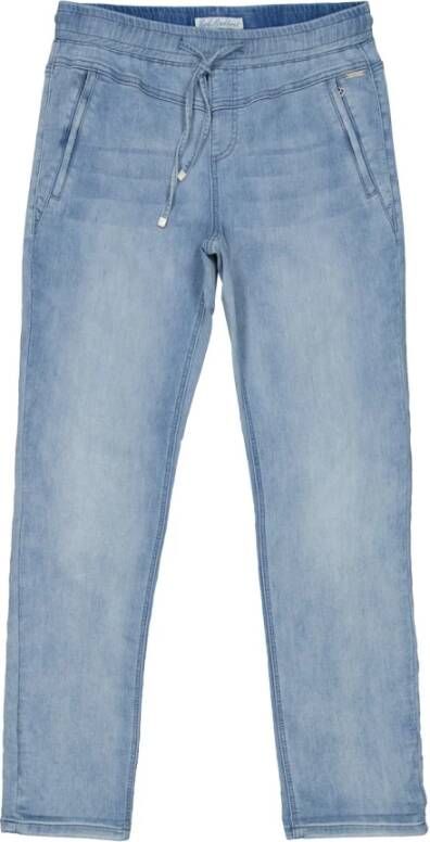 Red Button Straight Jeans Blauw Dames