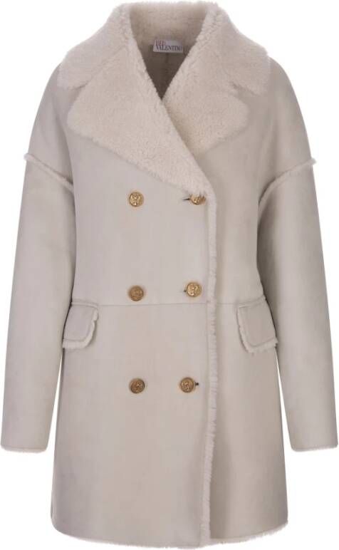 RED Valentino Luxe Shearling Dubbelrijige Jas White Dames