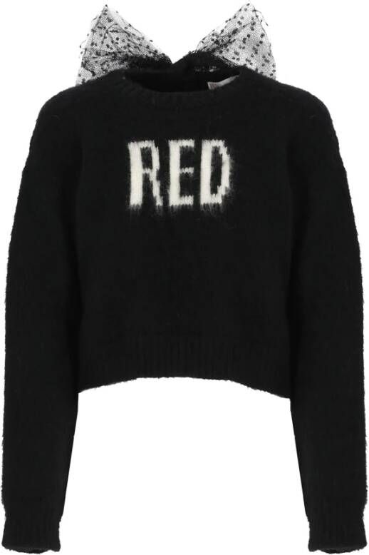 RED Valentino Gezellige Zwarte Mohair Blend Crop Sweater Black Dames