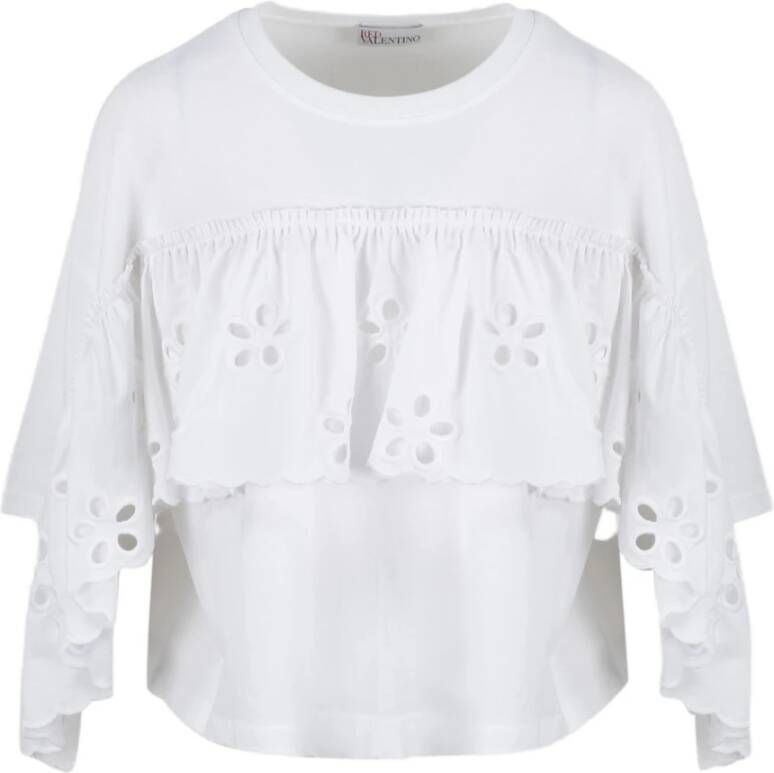 RED Valentino Knip Flower T-shirt uit Wit Dames