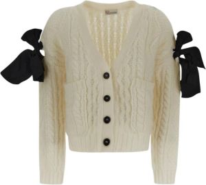 RED Valentino Tricot Cropped Cardigan Beige Dames