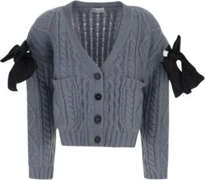 RED Valentino Tricot Cropped Cardigan Blauw Dames