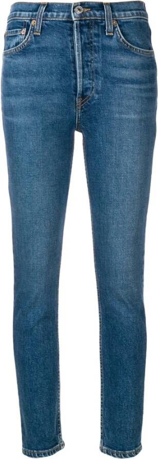 Re Done Jeans Comfort Stretch High Rise enkelgewas Blauw Dames
