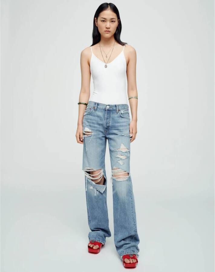 Re Done Losse lange jeans Blue Dames