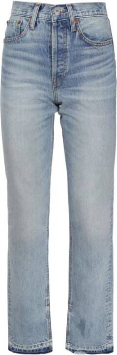 Re Done Hoge Taille Straight Jeans Blue Dames