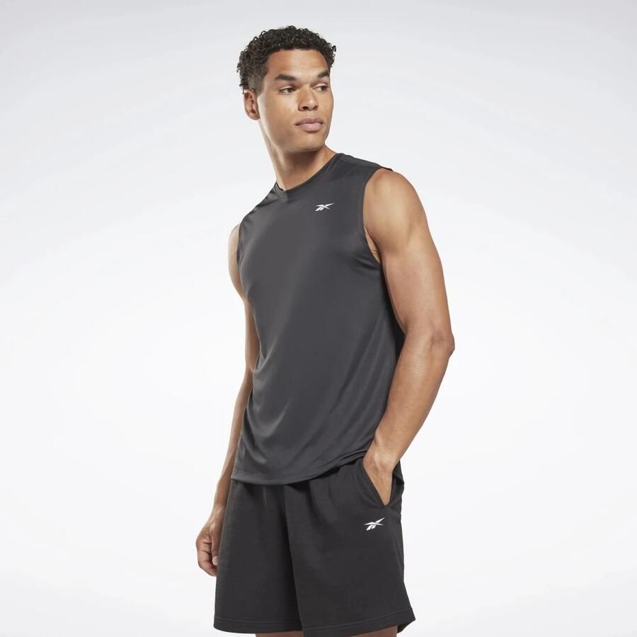 Reebok Mouwloze Technische Trainings T-shirt Black Heren - Foto 2
