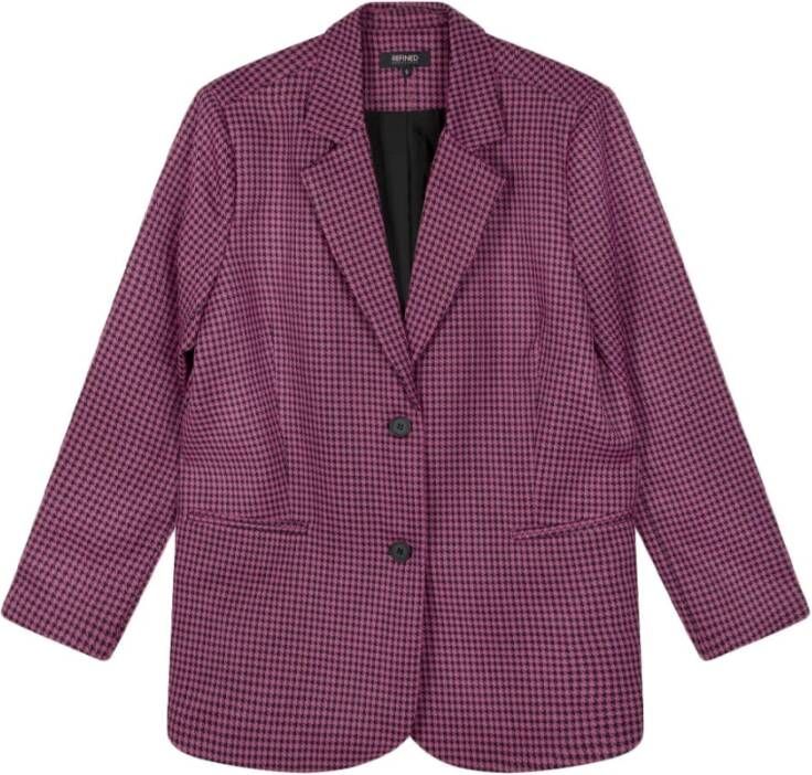 Refined Department oversized blazer met pied-de-poule roze