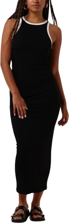 Refined Department x Vedder & Vedder maxi jurk Luna met contrastbies zwart - Foto 3