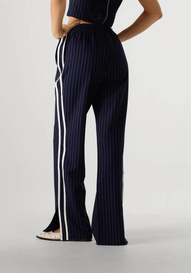 Refined Department high waist straight fit broek Elena met krijtstreep donkerblauw - Foto 2