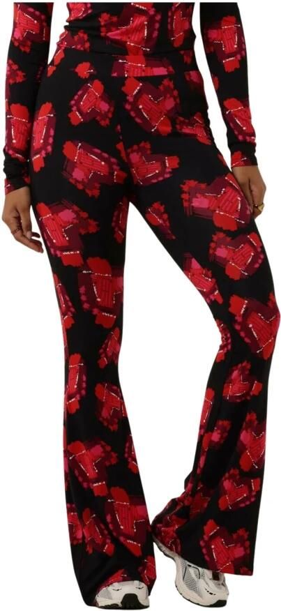 Refined Department high waist flared broek met all over print zwart rood - Foto 3