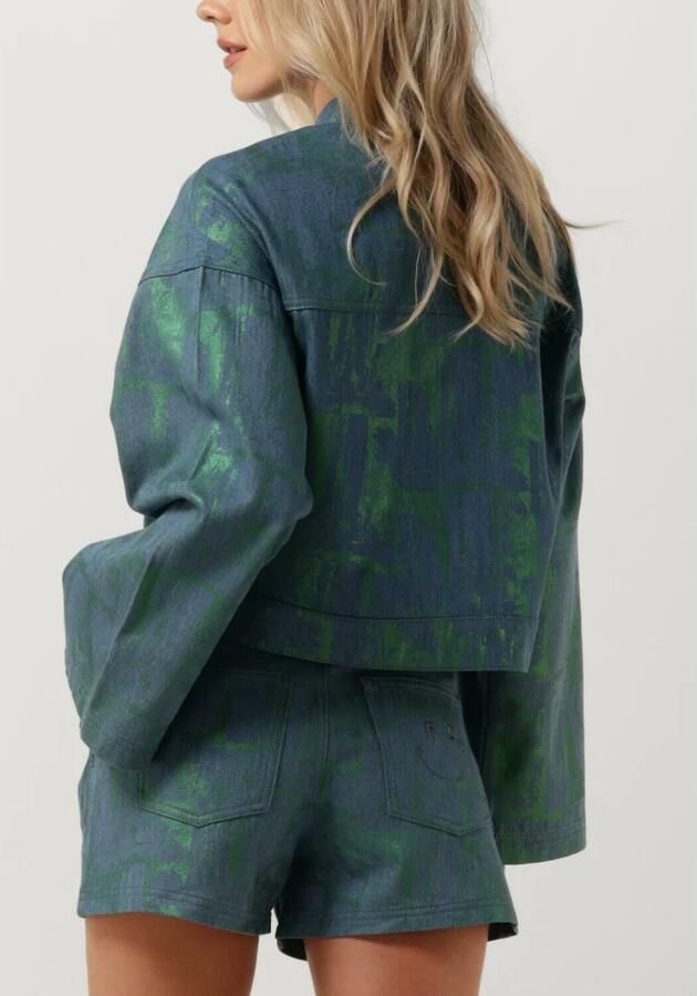 Refined Department metallic jasje Pip met all over print blauw groen - Foto 2