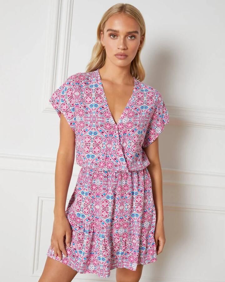 Refined Department jurk Amelle met grafische print lichtroze - Foto 2