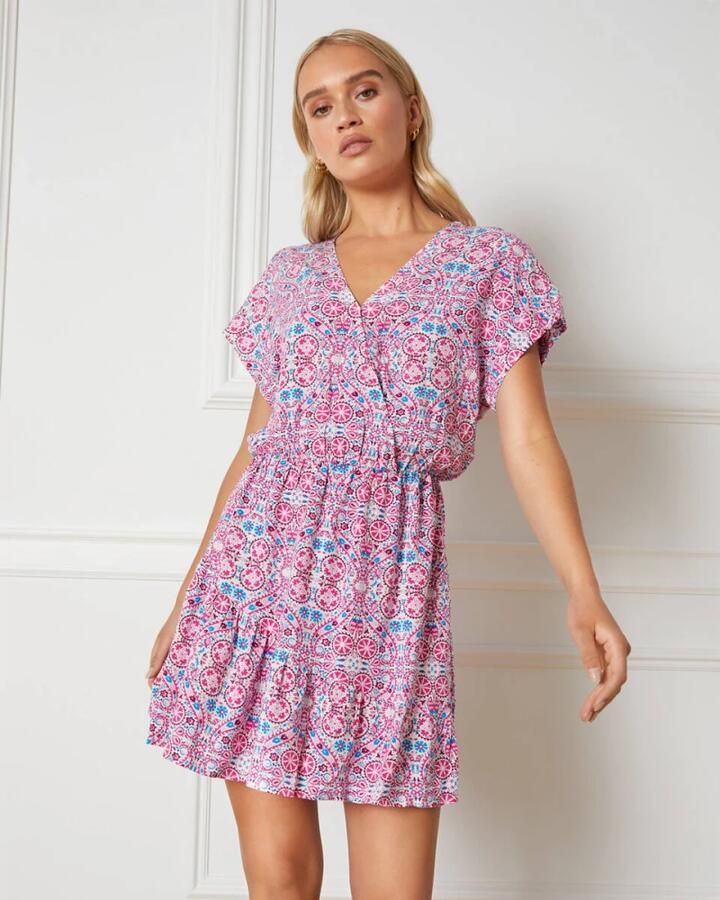 Refined Department jurk Amelle met grafische print lichtroze - Foto 3