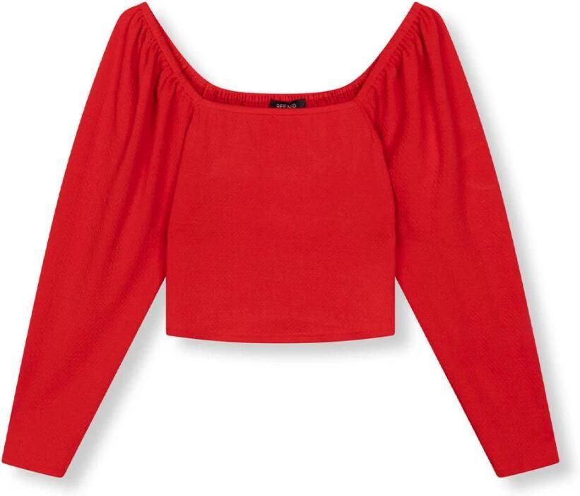Refined Department Kersen Top Lange Mouw Stijlvol Shirt Red Dames