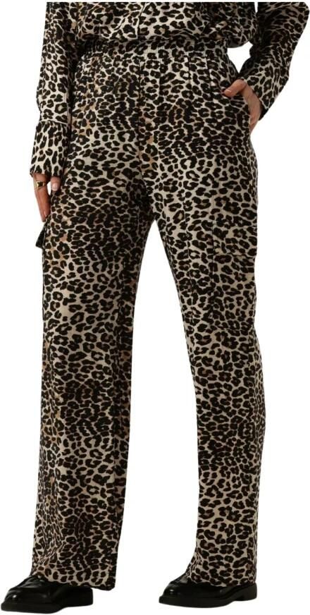 Refined Department high waist straight fit cargobroek met panterprint bruin zwart - Foto 3