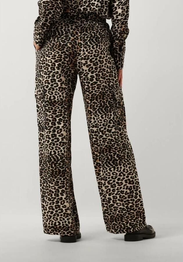 Refined Department high waist straight fit cargobroek met panterprint bruin zwart - Foto 2
