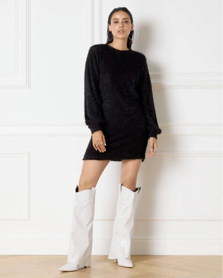 Refined Department Marjo Jurk Elegante Zwarte Jurk Black Dames - Foto 7