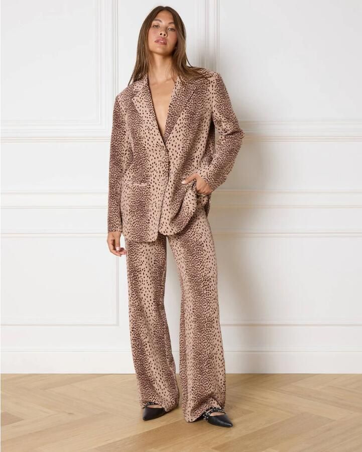 Refined Department high waist wide leg broek met panterprint bruin zwart - Foto 6