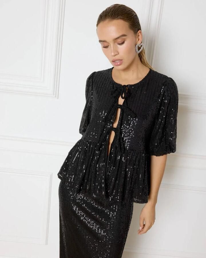 Refined Department Silva Top Korte Mouw Stijlvol Shirt Black Dames - Foto 6